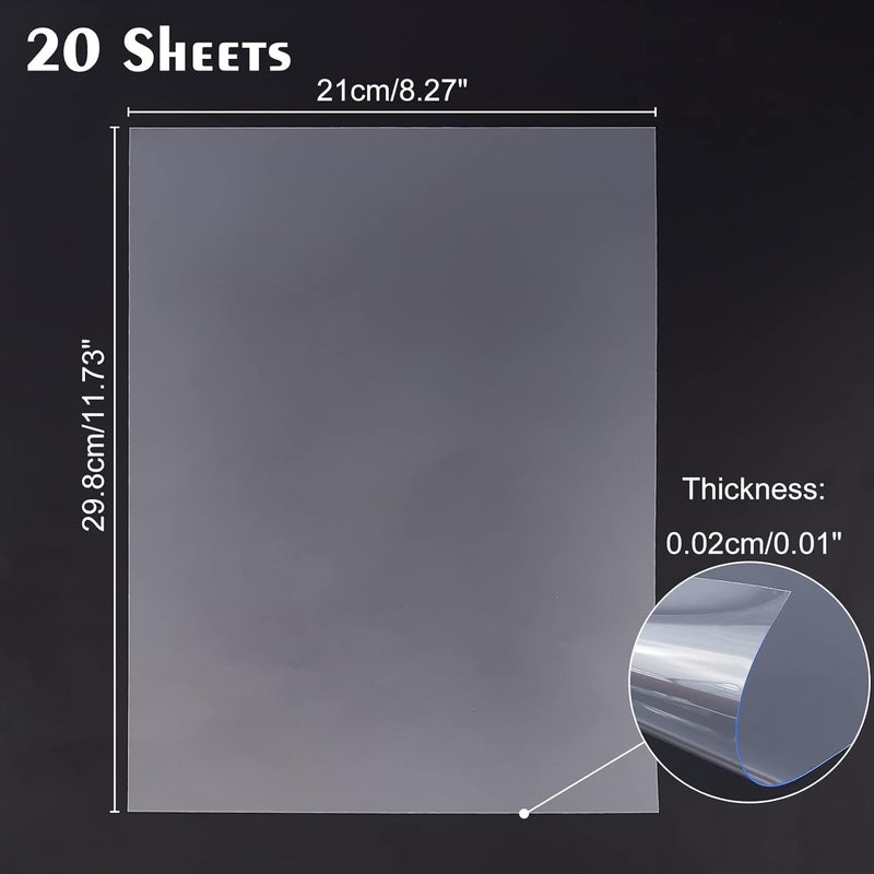 AHANDMAKER 20 Pcs Clear PVC Flexible Plastic Board Sheet, 8.25 x 11.75 inch Clear Plastic Sheet with Protective Paper for Craft, Windows, Picture Frames, DIY Display Projects - Image 2